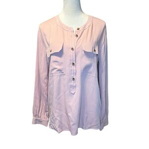 LOFT long sleeve blush pink pull over blouse EUC size medium